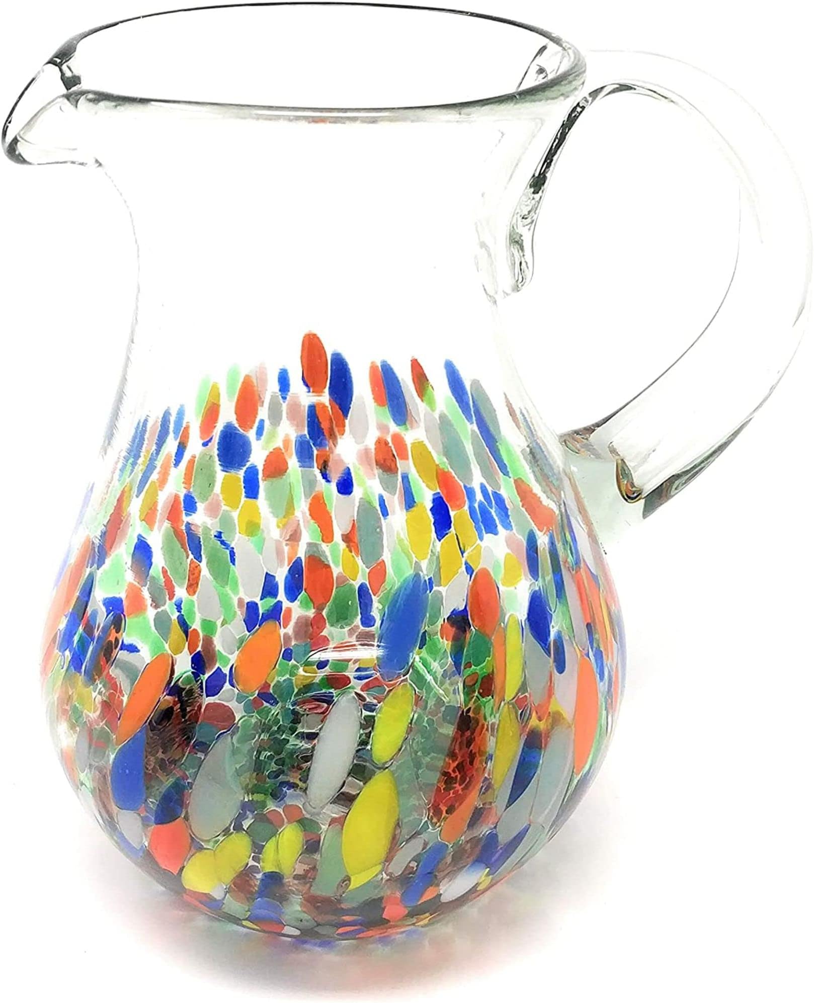 Mexican Hand Blown Glass Pitcher โ Confetti Carmen Design (84 oz)