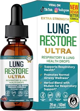 Lung Restore Ultra Extra Strength Respiratory & Lung Health Drops, Peppermint Flavor, Oil-Based Formula, 2 fl oz, 30 Servings 1
