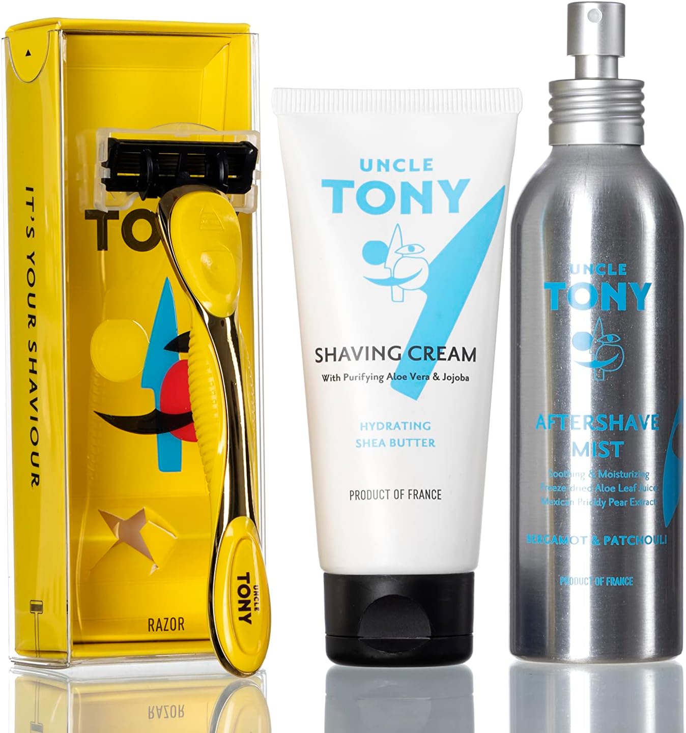 Uncle Tony Shaving Set | Complete Beard Grooming Kit with Shaving Cream, Precision Razor | Enhance Grooming Routine - Ideal for Health & Personal Care (Yellow)