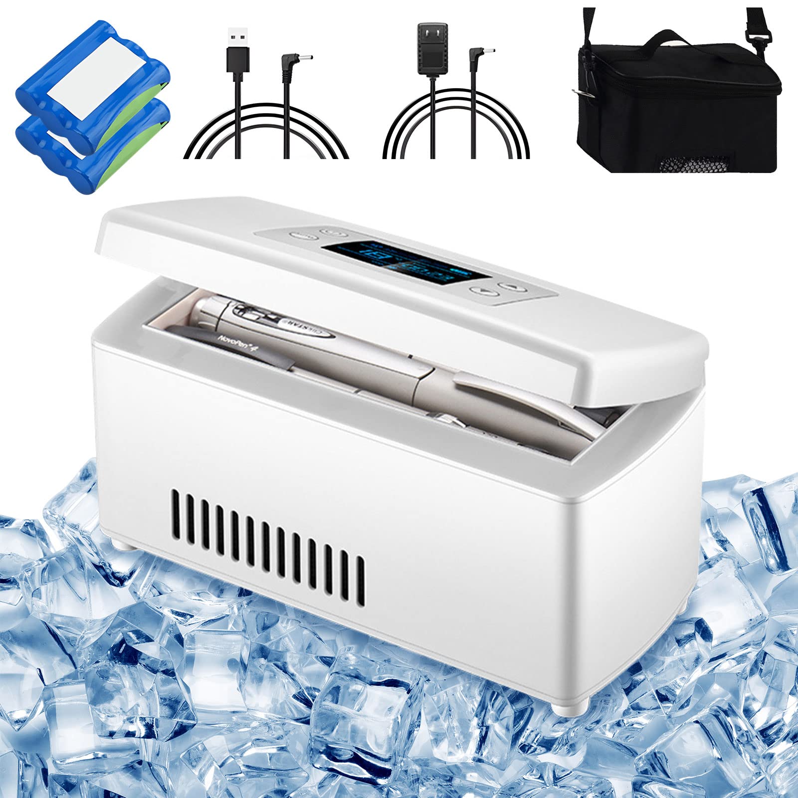 Mini USB Refrigerador de medicamentos y Enfriador de insulina para Almacenamiento de medicamentos para diabéticos, termostato de 2-8 ℃ Refrigerador de medicamentos Doublebattery