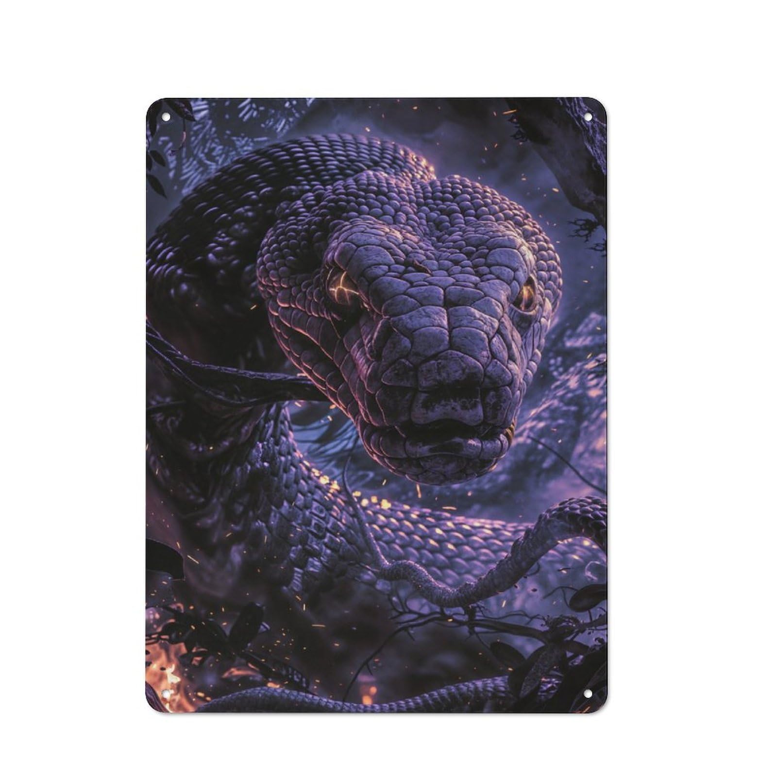 Junmoney Enchanted Serpents Glow Rustic Metal Plaque 40X30cm For Guest Room Or Hallway, For Home Interiors, Feature Walls And Decorative Displays
