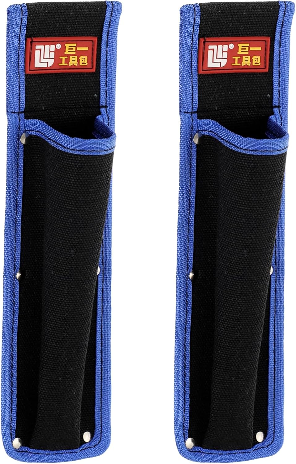 HARFINGTON 2pcs Welding Rod Pouch 12.26" x 3.15" x 9.45" Canvas Welding Rod Bag Leather Electrode Holder with Waist Belt Rivet Reinforcement for Storage Welding Tools, Black Blue