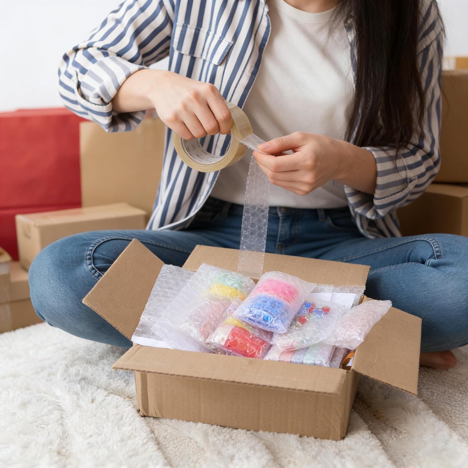300Pcs Bubble Wrap Bags 3 x 5 Inch Clear Bubble Out Bags Self Sealing Bubbles Wrap Pouches Double Wall Bubbles Pouch Bag for Moving and Storage