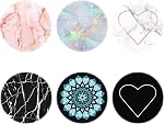Paquet de 6 / Support de poignée de montage téléphonique élargi pour téléphone cellulaire - Rose Or Rose Noir Marble Mandala Heart (CVBU05)