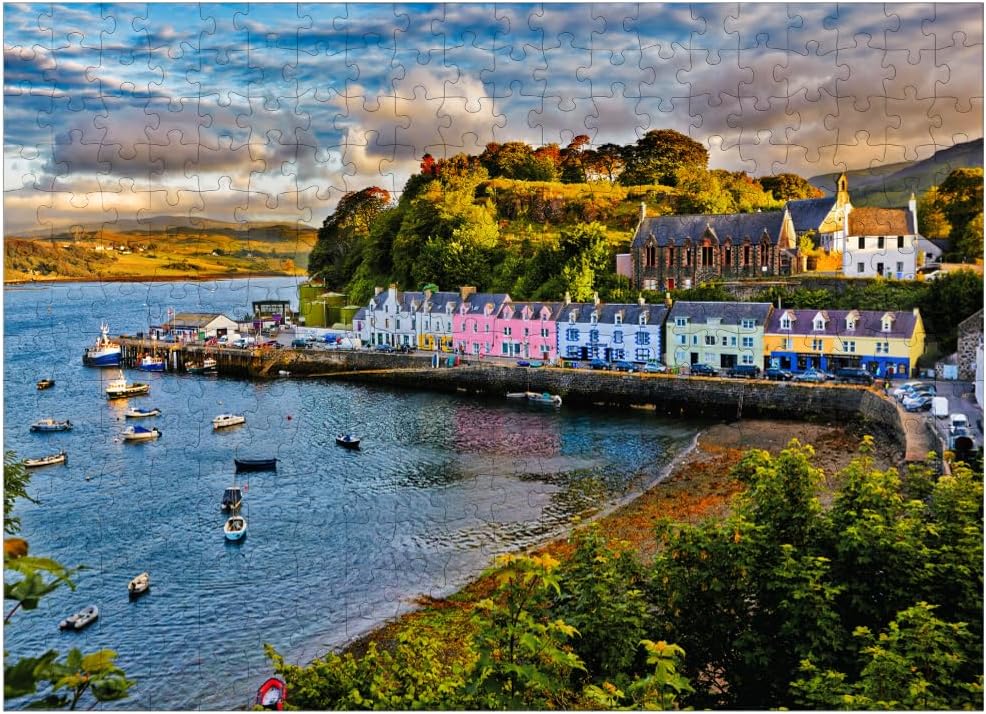 MyPuzzle View of Portree Before Sunset Isle of Skye Scotland - Premium 500 Piece Jigsaw Puzzle for Adults