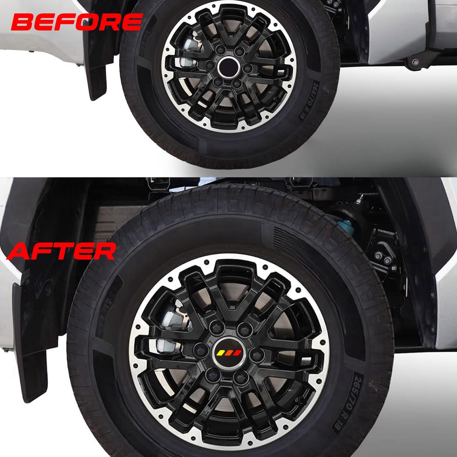 4 PCS Black Wheel Center Caps 3-5/16 Inch Tri-Color Hub Caps Wheel Rim Center Cover Compatible with 2022-2024 Tundra (Yellow)