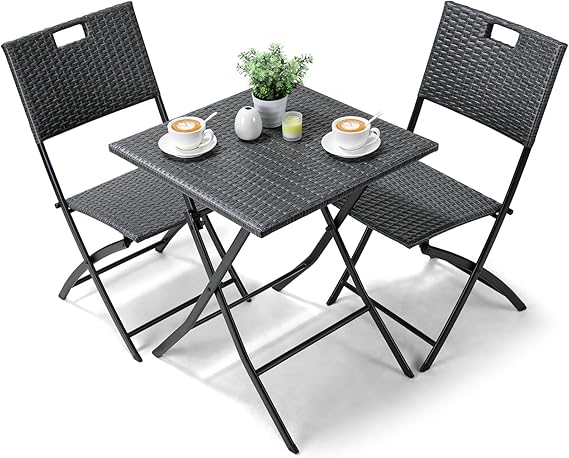 Bistro Gartenmöbel Set 3teilige, Balkonmöbel Rattan Set, Balkonmöbel
