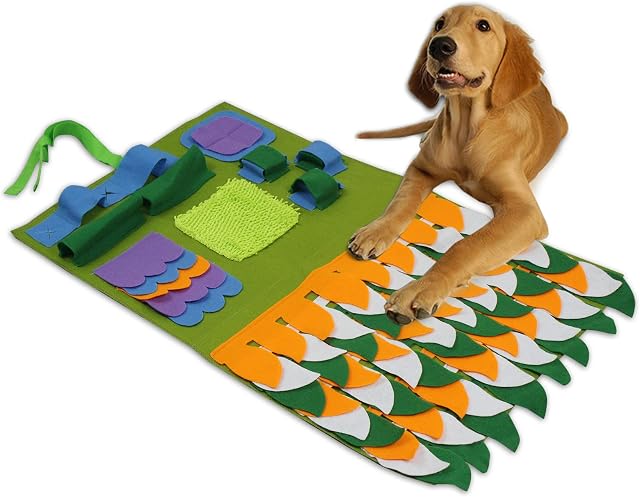 EUTEEWAL Snuffle Mat for Dogs, Dog Nosework Feeding Mat, Pet Interactive Dog Puzzle Toys, Encourages Natural Foraging Skills for Training and Stress Relief - 27.5" x 17.7" for All Life Stages Dogs