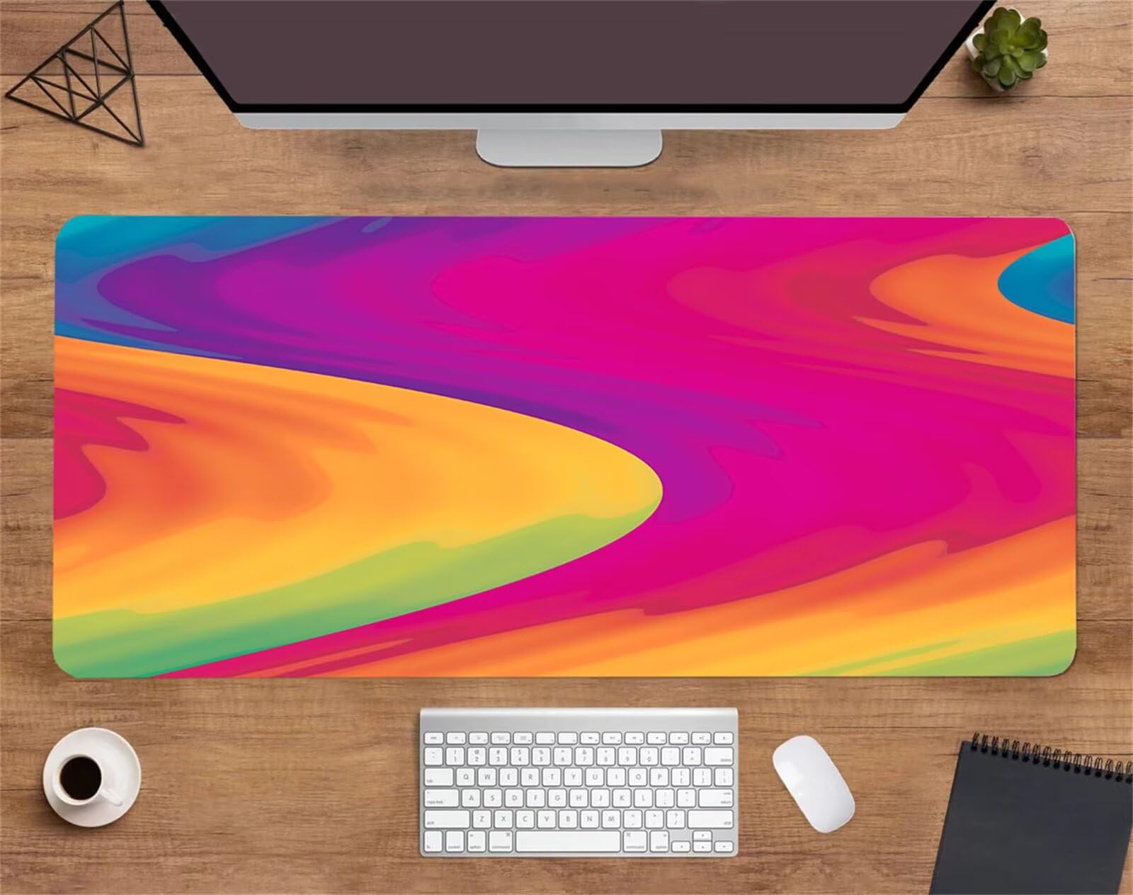 Alfombrilla Ratón XXL 1200x600x2mm Mouse Pad Grande Gaming,Alfombrilla Antideslizante,Tapete Escritorio con Bordes Cosidos,Alfombrilla Ratón para Jugadores, PC, Oficina, Amarillo púrpura