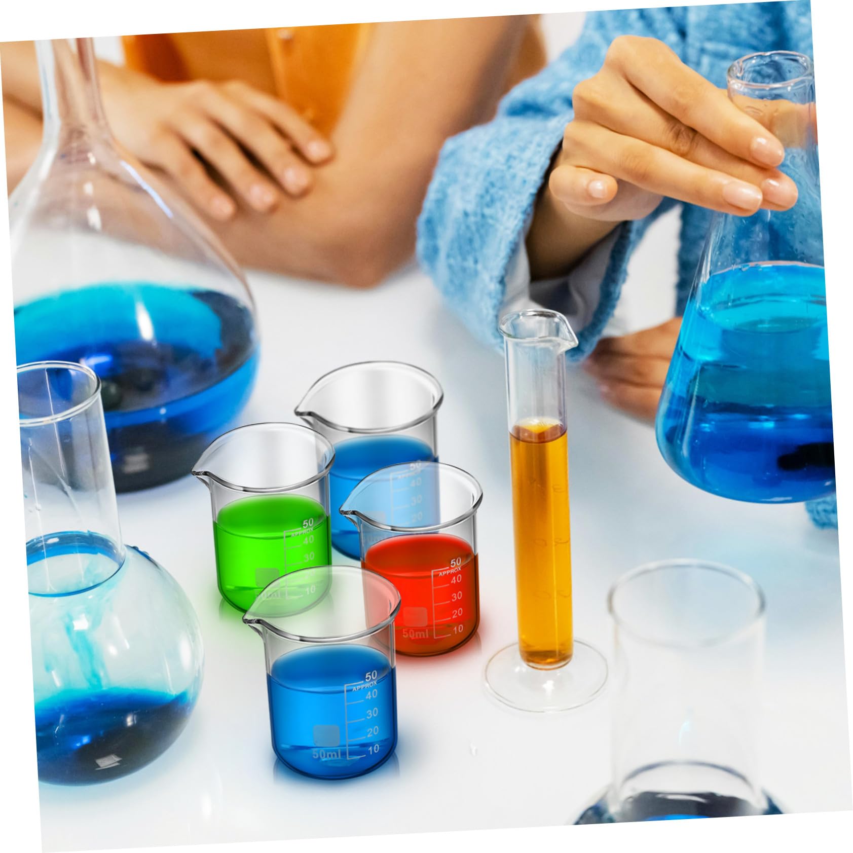 Toyvian 20 pièces Béchers Verre Gradués Sans Poignée Précis Mesure Fluide Laboratoire Polyvalent Stable