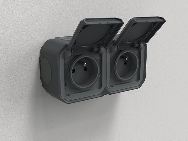 LEGRAND - Double IP55 Waterproof Socket with Plexo Earth - 2P+T 16A Socket Complete with Shutter - For Surface Installation - - 3