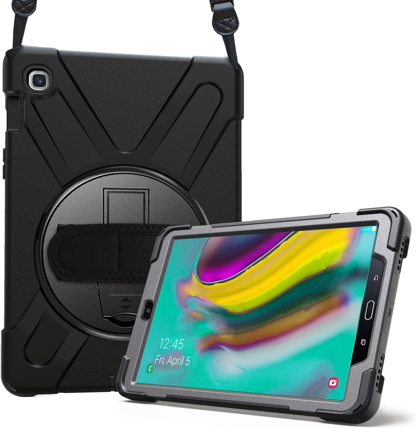ProCase Galaxy Tab S5e 10.5 2019 Case T720 T725 T727, Rugged Heavy Duty Shockproof Rotating Kickstand Protective Cover Case for Galaxy Tab S5e 10.5 Model SM-T720/SM-T725/SM-T727 2019 Release -Black
