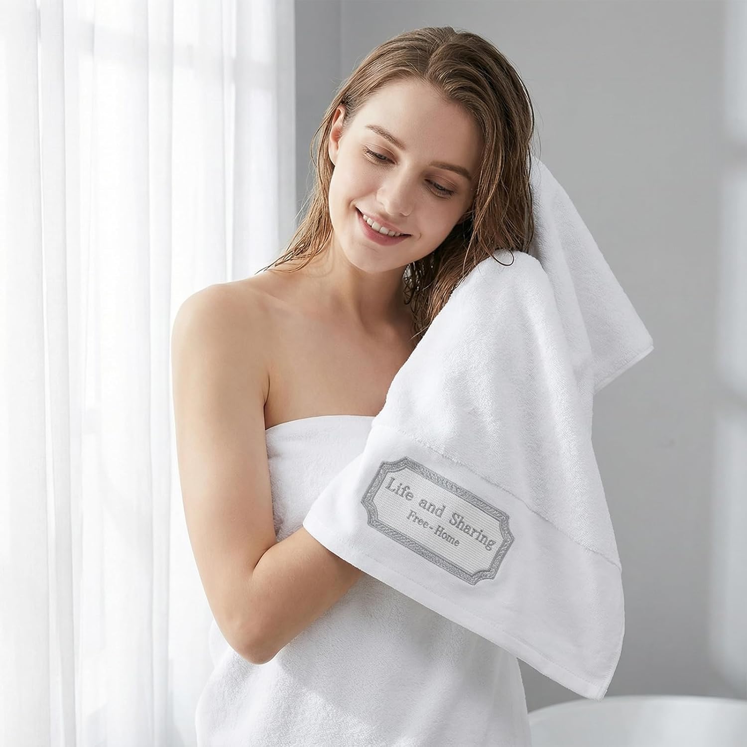 REDKISS 35x70 inches Luxury Bath Sheets Towels Set of 2, 100% Cotton & 700 GSM Ultra Soft & Highly Absorbent Bath Towels Set,Perfect for Bathroom,Spa and Hotel-White - Image 4