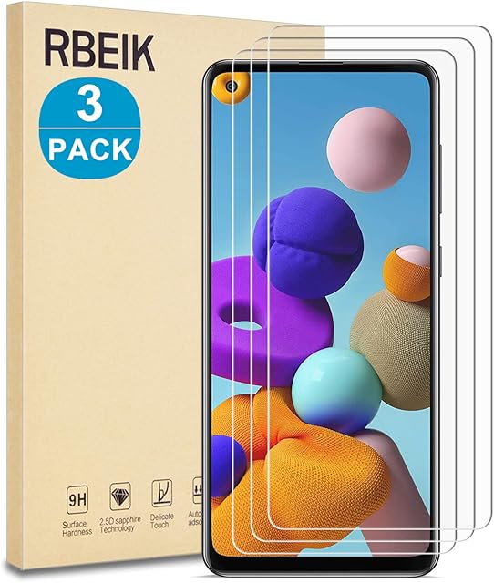 RBEIK Samsung Galaxy A21s Screen Protector Glass - [3 Pack] Premium 9H Hardness Anti-Scratch Tempered Glass Screen Protector for Samsung Galaxy A21s