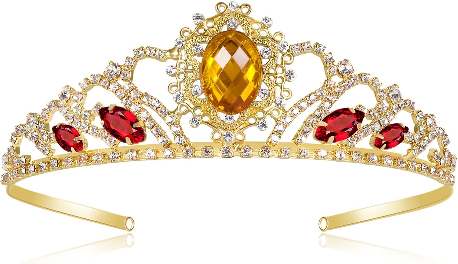 HQURNET Princess Dress Up Accessories Tiara Crown Sparkle Gold Crown for Birthday Christmas Halloween Cosplay