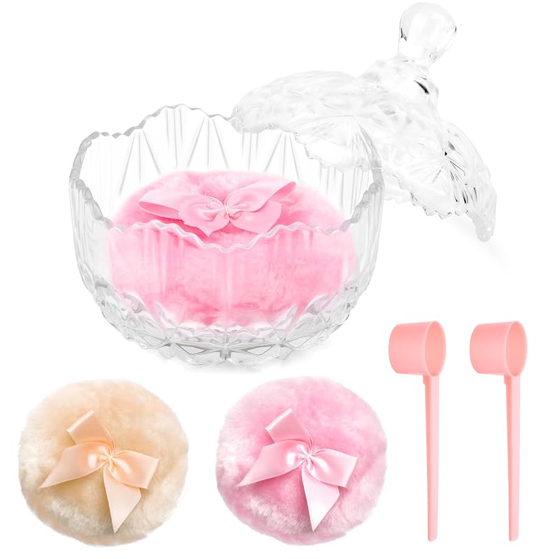 Coolrunner Recipiente Transparente para Pó Corporal com Puff, Pacote com 5 peças