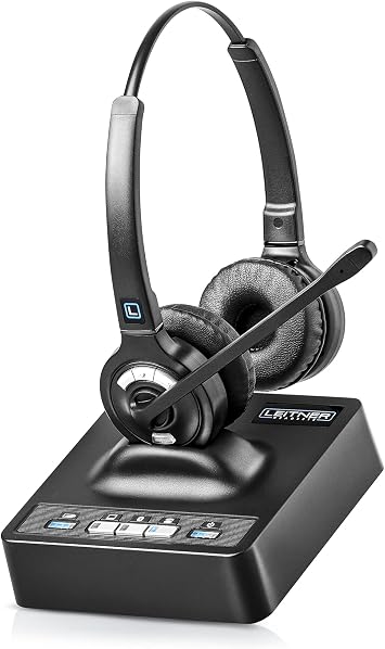 Leitner LH375 Premium Lite 3-in-1 Wireless DECT Headset for Office Phones | Dual-ear, DECT - not Bluetooth, office phones, computer and cell, Cisco, Yealink, Polycom, Avaya, Mitel,