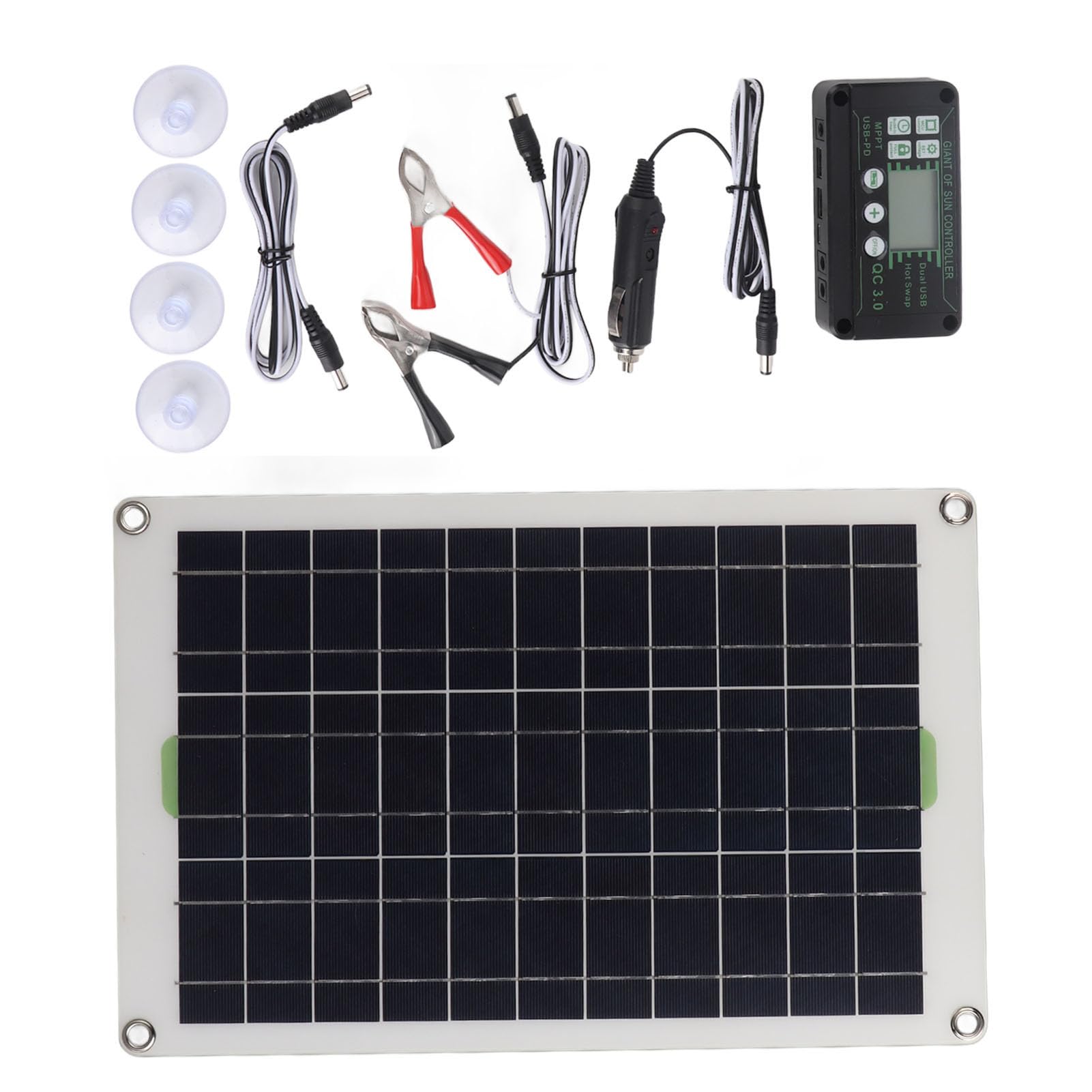 Chargeur Solaire 50W Charger Monocristallin Silicon 30A Contrôleur de Charge Kit de Panneau Solaire pour RV Marine Boat