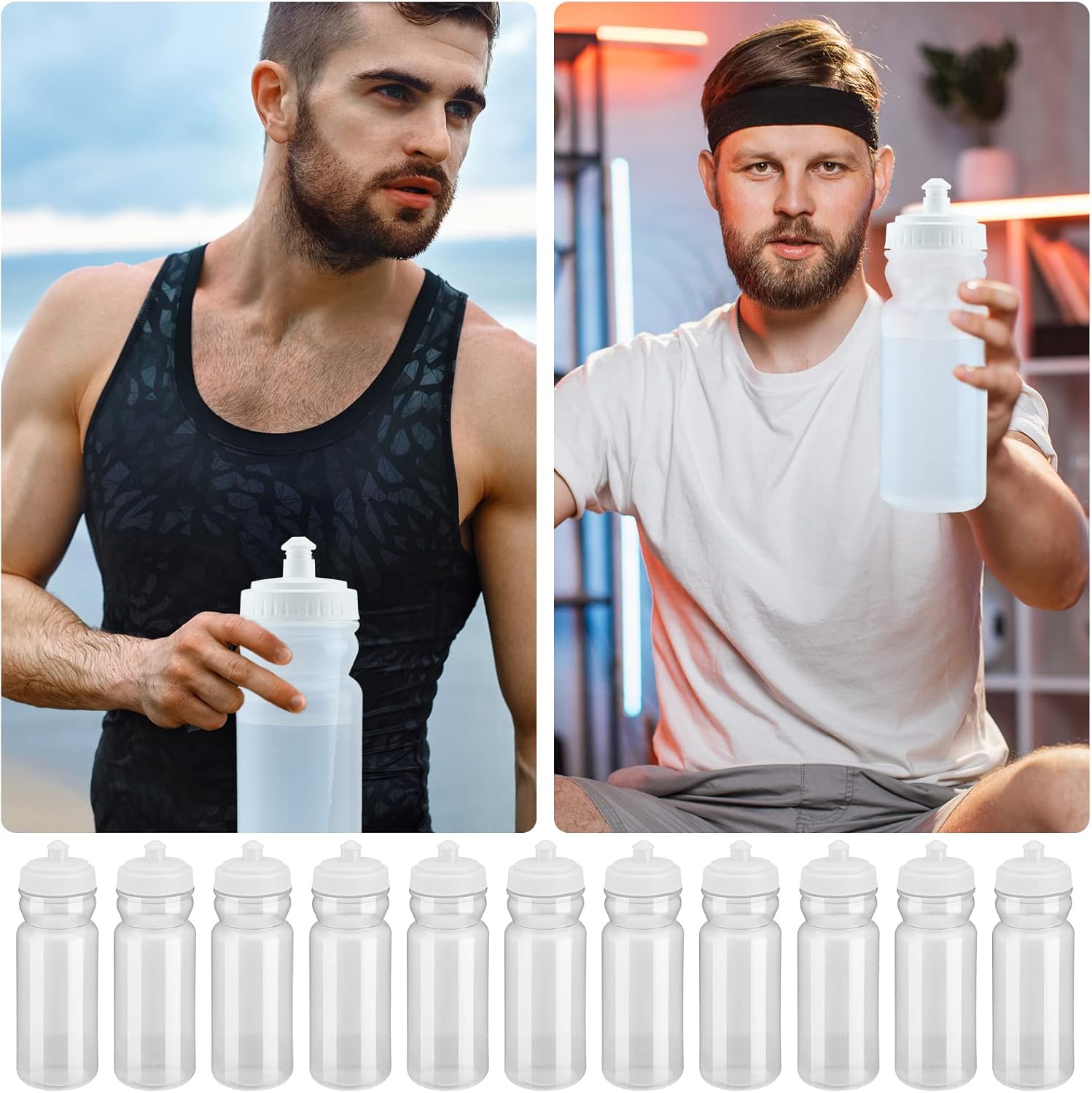 100 Pack Water Bottles Bulk 20 oz Reusable Plastic Water Bottles with Pull Top Cap Dishwasher Safe Sports Drinking Bottle for Fitness, Hiking, Cycling, or Gym Workout - Image 6
