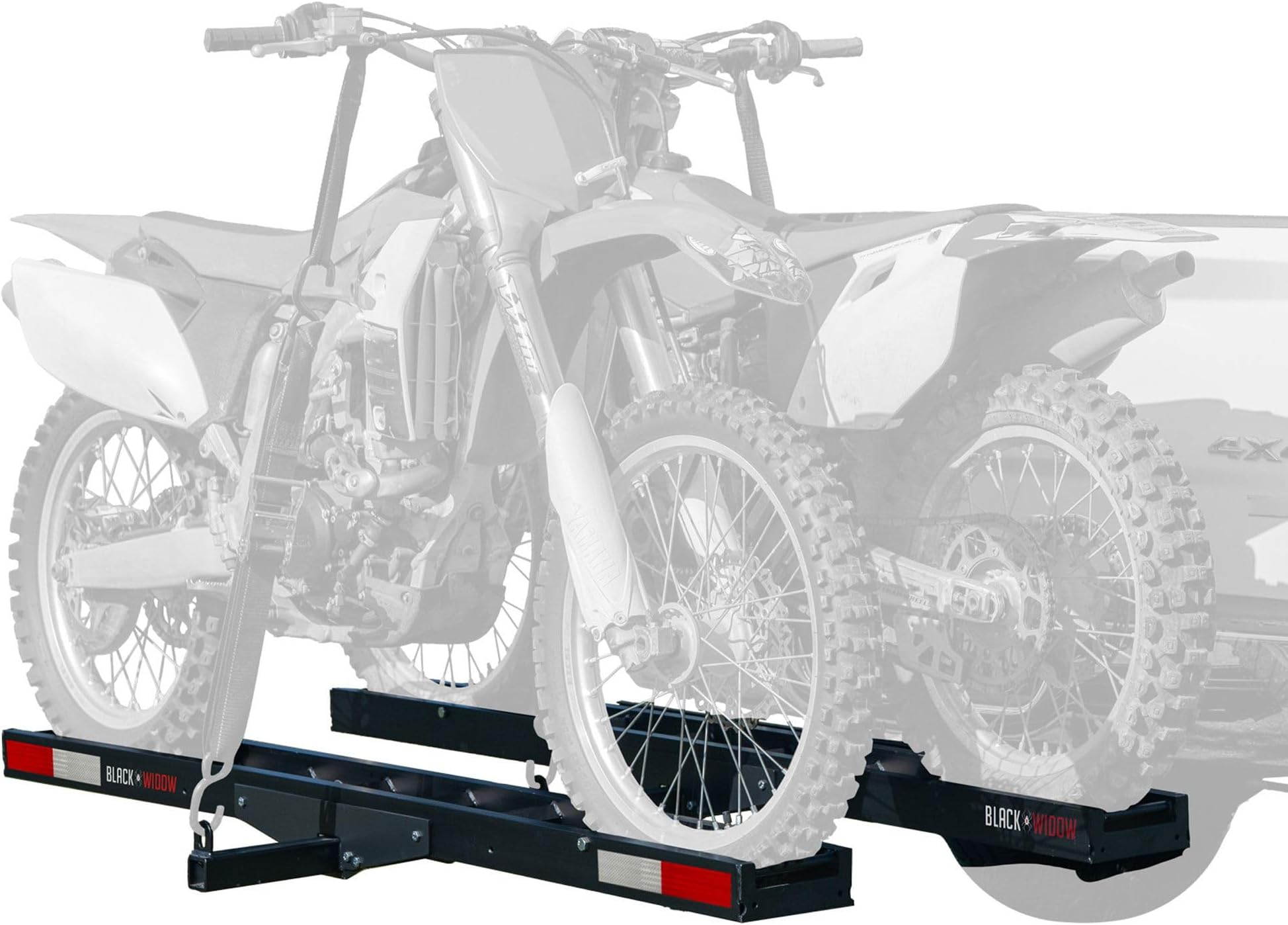 Black Widow Pro Double Dirt Bike Carrier, Anodized Aluminum Track - for Motorcycles or Electric Bikes with Ramp for 2" Hitch, 600 lb Capacity, Black