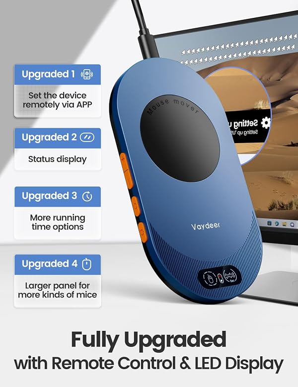 Vaydeer Air 3 Ultra Mouse Mover with APP, Ultra Slim Mouse Jiggler with Timer Function, Undetectable & Noiseless, Simulates Realistic Mouse Movement, Driver-Free, Work from Home, Keeps PC Active by Vaydeer - Image 3