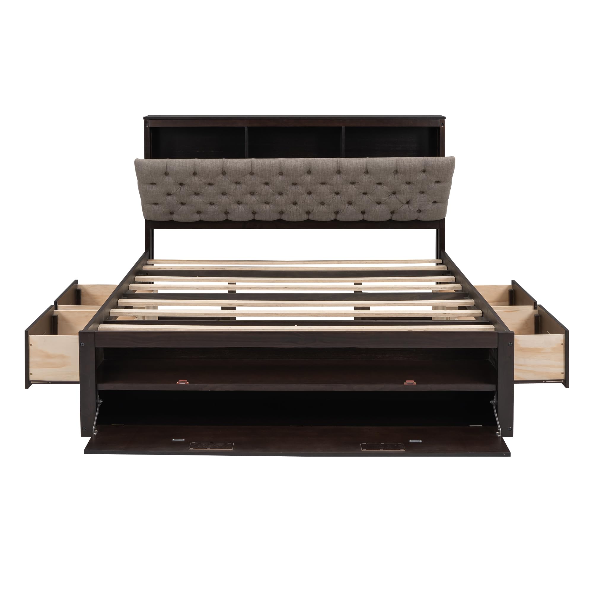 Amazon.com: Queen Size Platform Bed with Drawers, Wooden Bed
