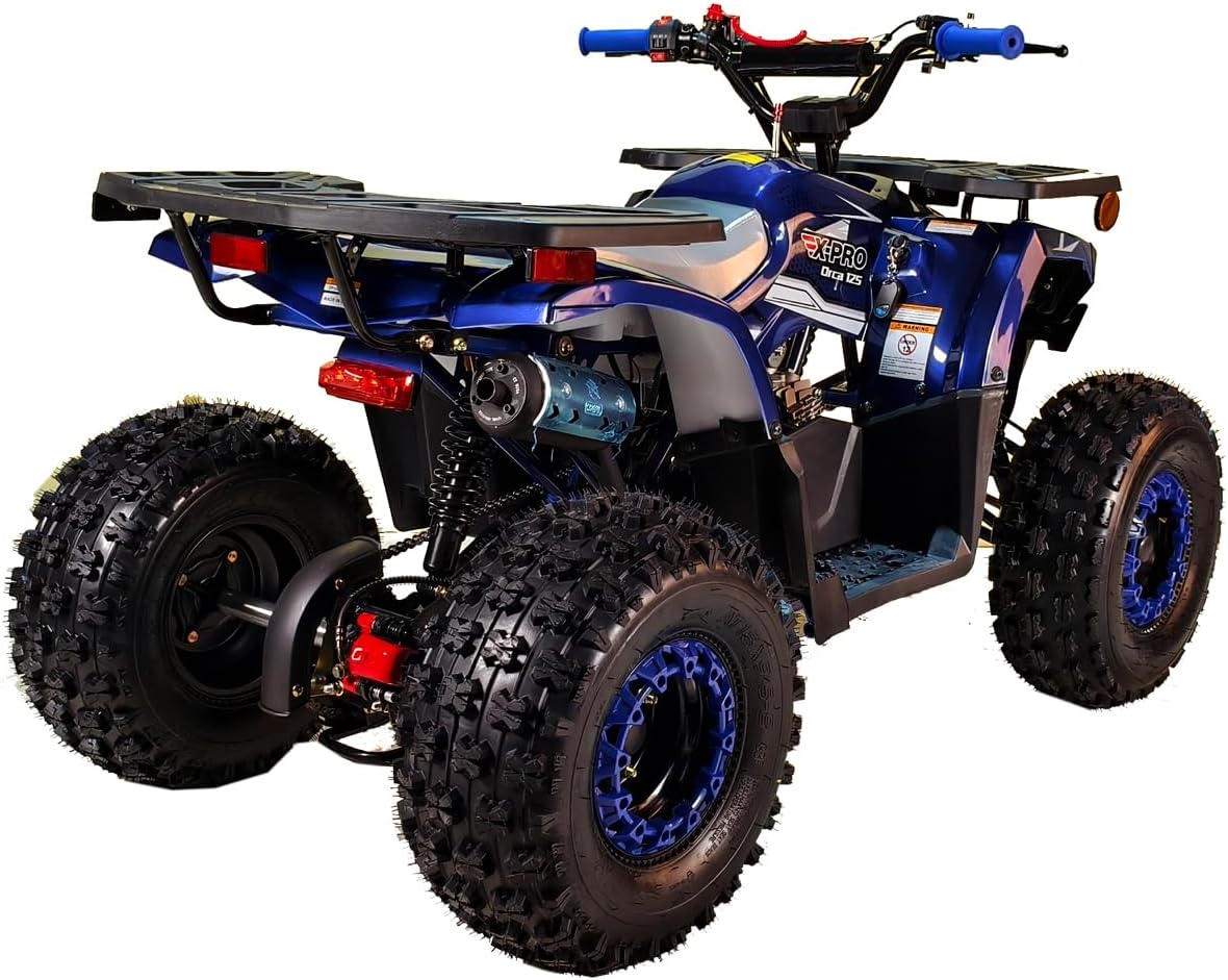 X-PRO Orca 125cc ATV with Automatic Transmission w/Reverse, LED Headlights, Electric Start, Big 19"/18" Tires! (Blue/Blue)