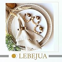 Vista 9 de Juego de 6 servilleteros modernos con cuentas de madera Servilleteros de cena para vacaciones y Navidad, fiesta de cumpleaños y decoración de boda