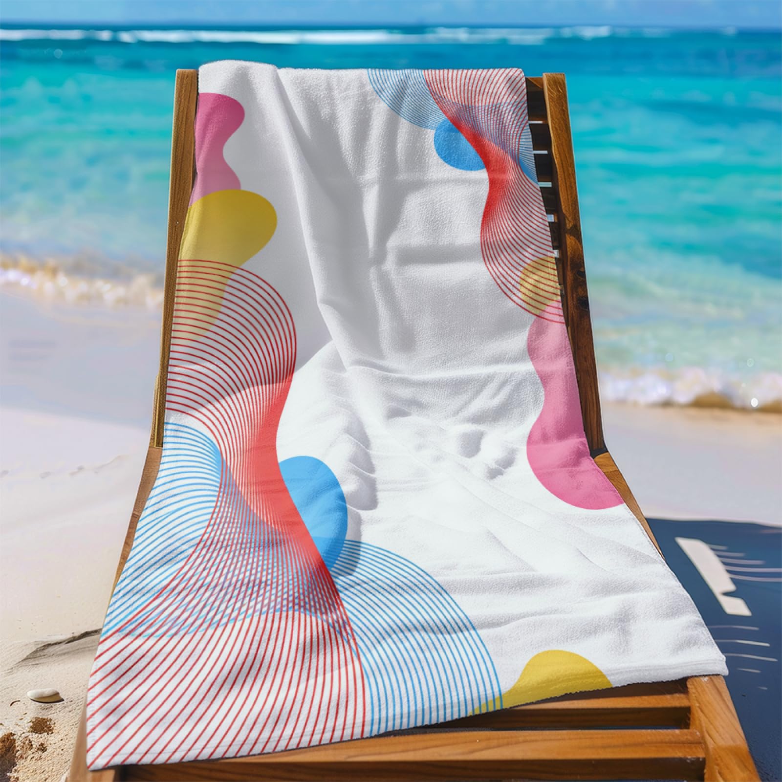 Fouta PlageBleu Rouge Lignes Blanches Modèle Surdimensionné avec Diverses Tailles, Respirante et Portable, Parfaite pour Voyages Sorties Piscine et Usage Extérieur Quotidien 90x160 cm