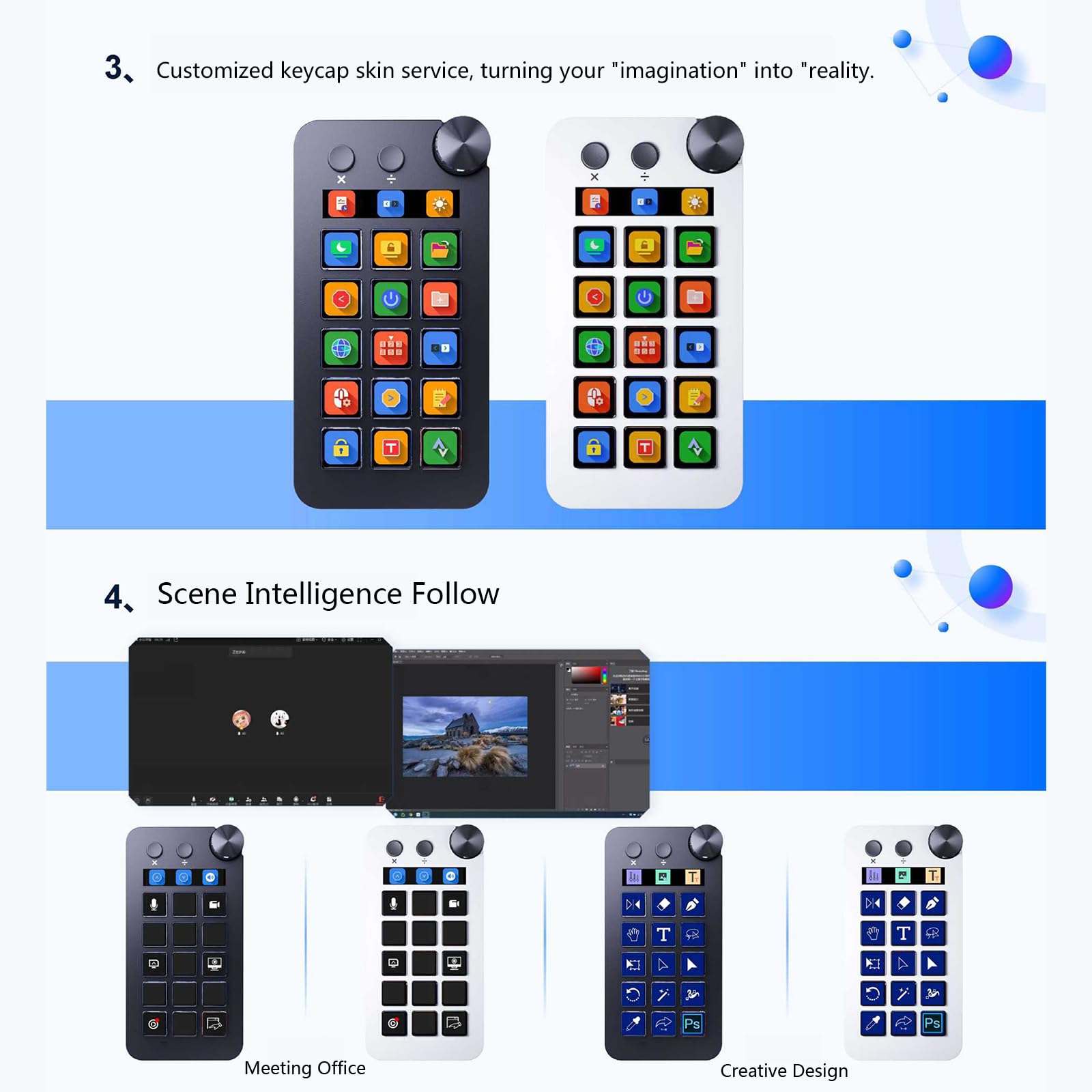 StreamDeck Miniatura Visual Tastiere StreamDeck LCD Pulsante Live Content Creation Controller 15Keys Pulsante doganale per Personalizzabile
