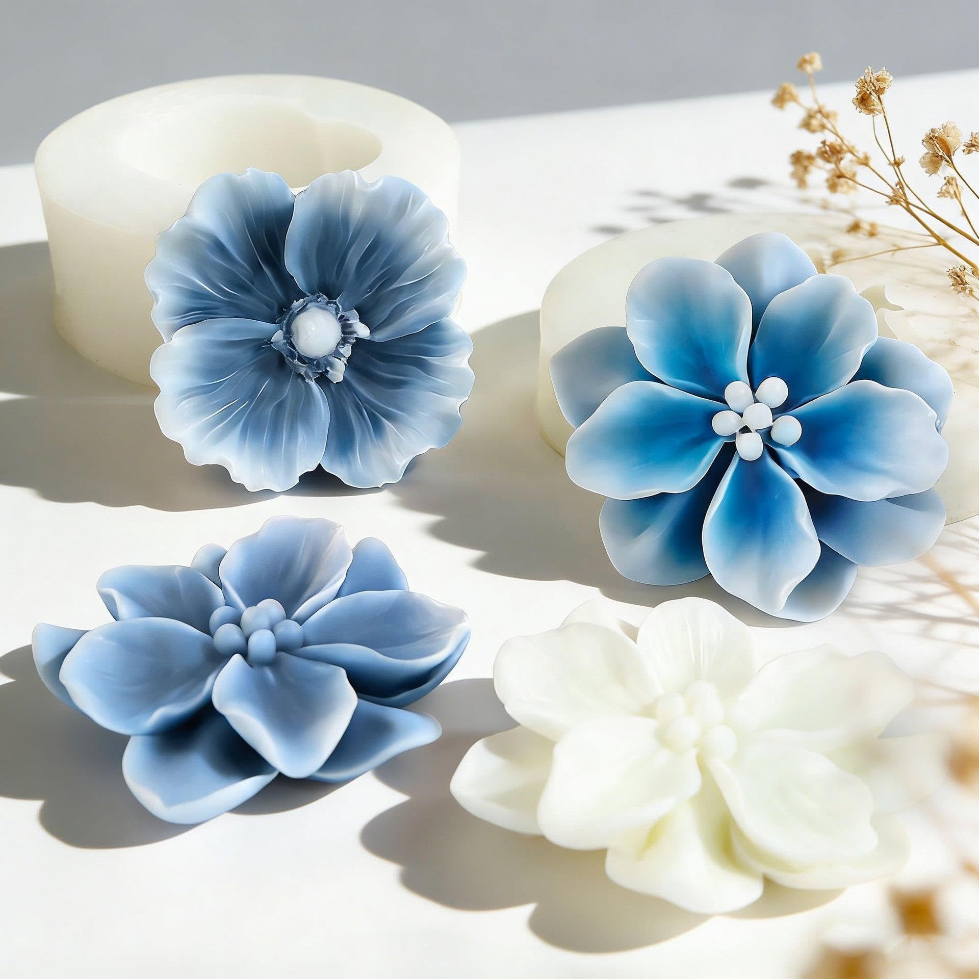 Moldes Para Velas 2 piezas molde de silicona floral hecho a mano