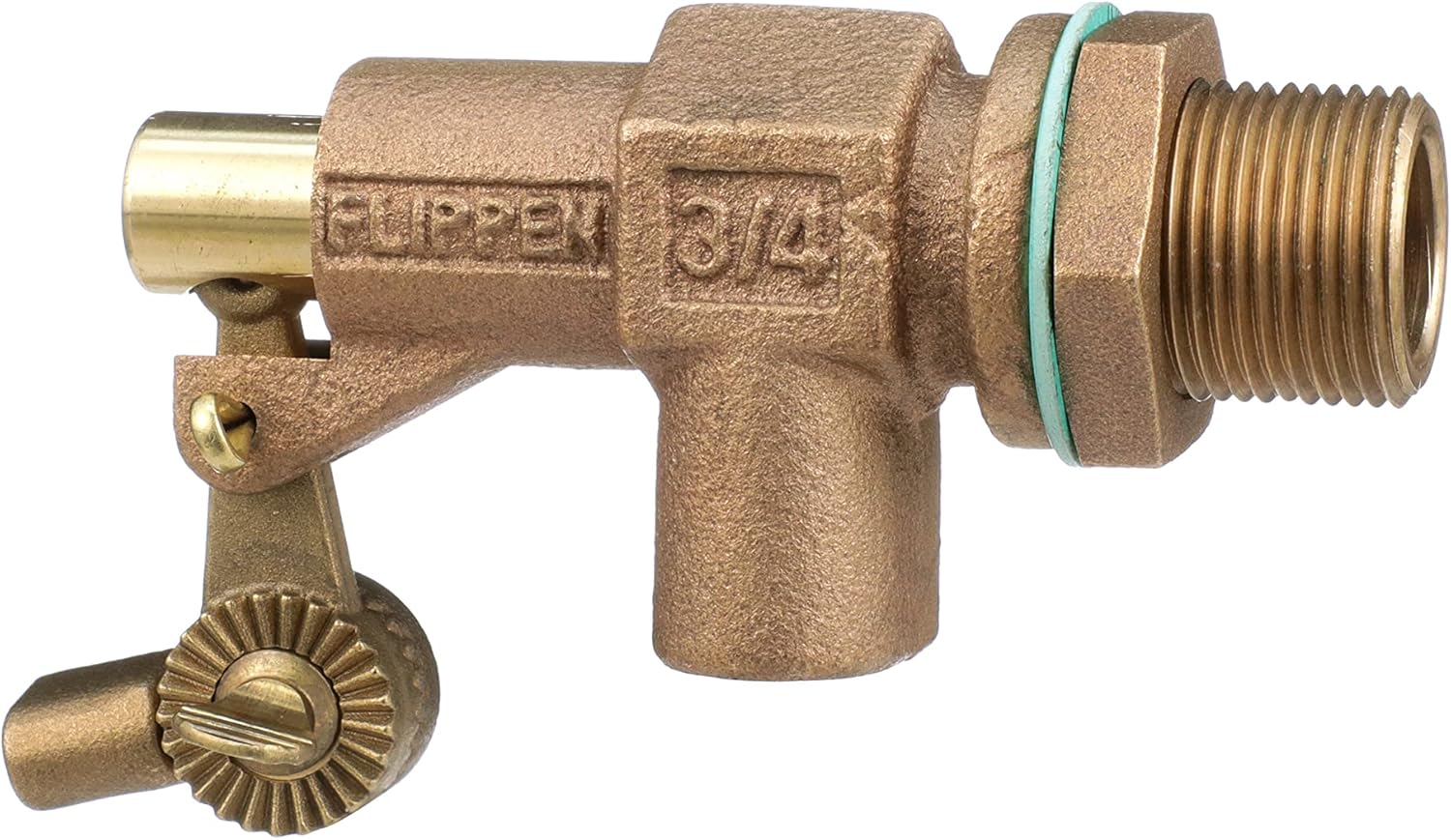 Watts 750 Series 3/4" Bronze Heavy Duty Float Valve, Female NPT Threaded Inlet, Machined Flange, Serrated Arms, Replaceable Seals, Locknut & Gasket for Bulkhead Mount, Max Working Temperature 180° F