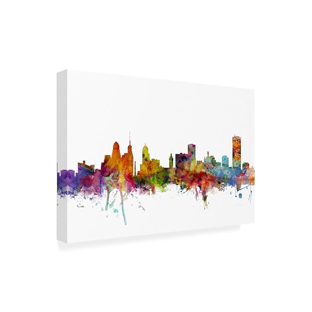 Trademark Fine Art Buffalo New York Skyline Canvas Art by Michael Tompsett 12 x 19