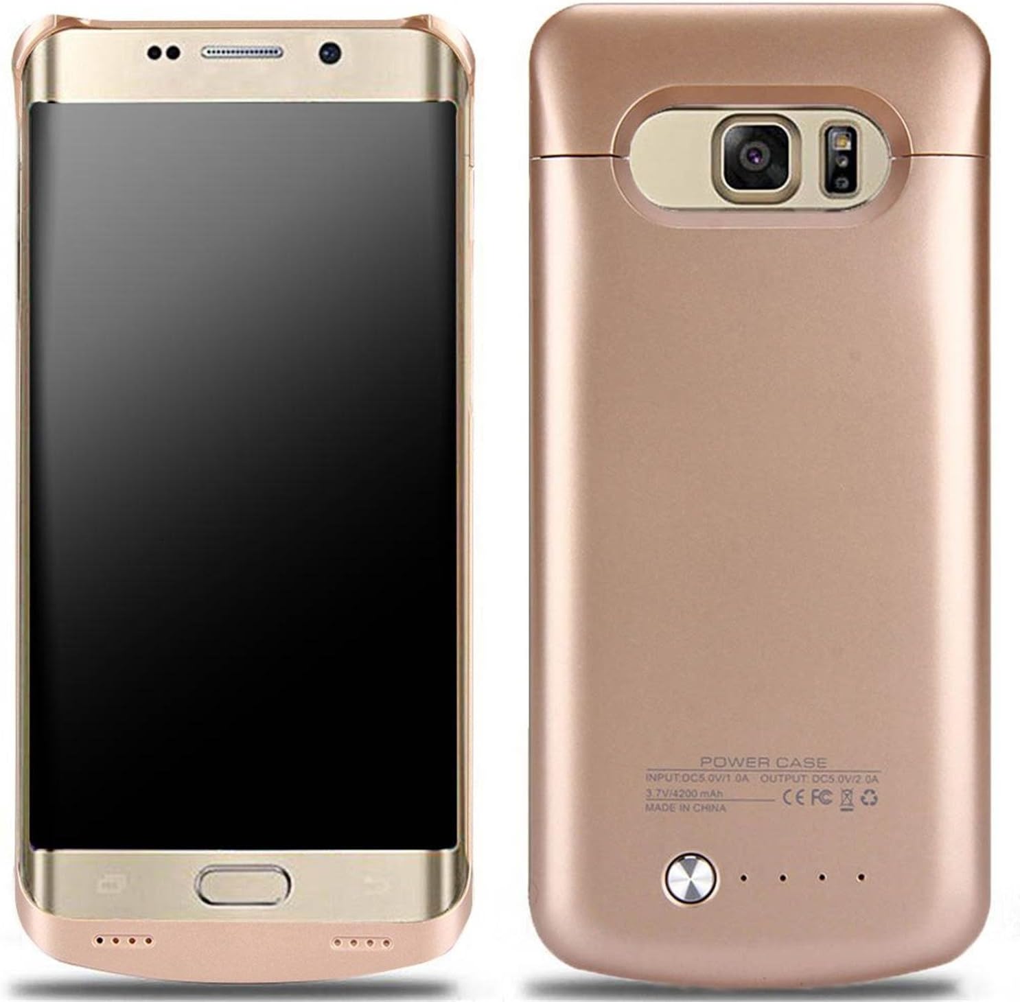 S6 Edge Plus Battery Case,4200 Mah External Backup Battery Charger Cover Case for Samsung Galaxy S6 Edge Plus Rechargeable Power Bank Case(Golden)