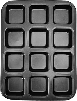 Brownie Pan with Dividers, Loaf Pan Brownie Cake Pans 12 Cavity Carbon Steel Muffin Bakeware Cupcake Bread Divider MoldBlack