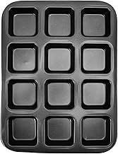 Forma de mini pão, forma de bolo brownie, assadeira antiaderente premium para assar muffins e cupcake, 12 xícaras de aço carbono, assadeira para assar pão (preta)