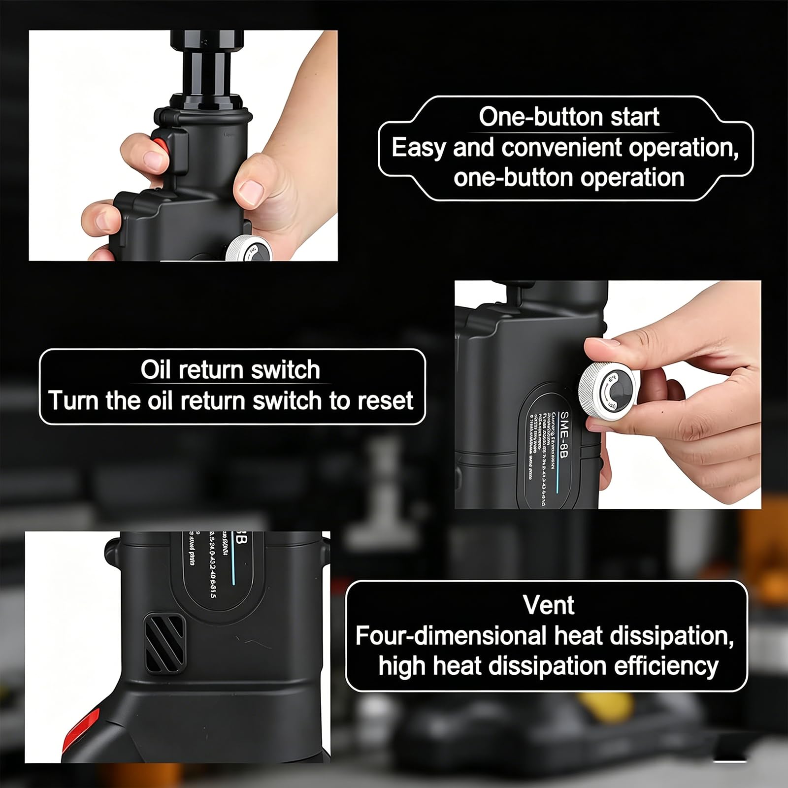 Kit Punzonadora Hidráulica Recargable, Máquina Punzonadora 80 Kn Con 6 Matrices (Φ22-60 Mm) Y Batería 21 V 2x2500 Mah, Herramienta Punzonado Hidráulico Carrera 22 Mm Alivio Presión Automático