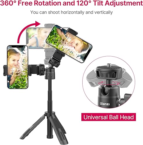 Miniatura 3 de ULANZI M12 - Palo extensible para selfie Gopro, soporte portátil para teléfono celular Vlog con soporte de teléfono y adaptador Gopro, mini
