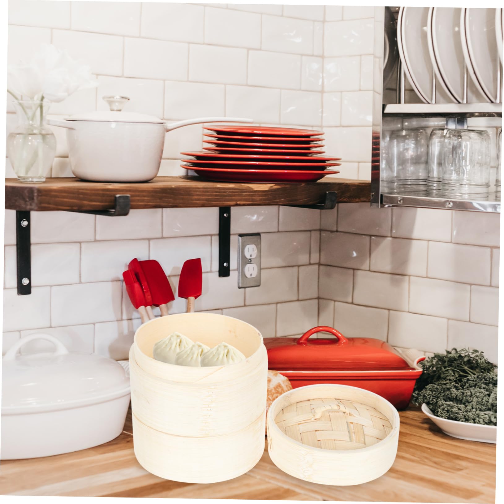 Bamboo Steamer for Bao Dumpling Steamer Food Cookware Reusable Safe Food 7