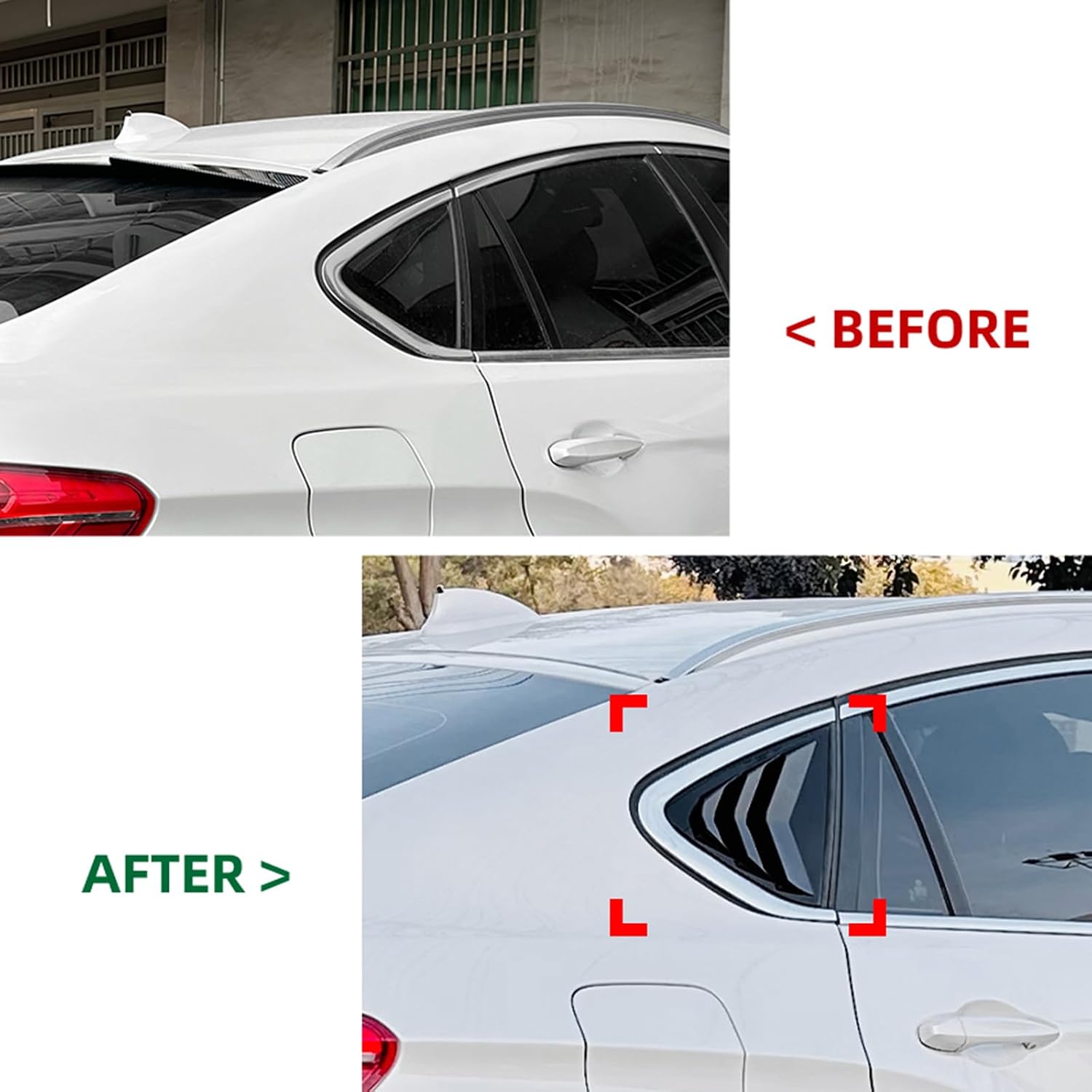 Rear Side Window Louver Shutter Trim Cover For BMW X6 F16 X6M 2014-2020 2015 Black