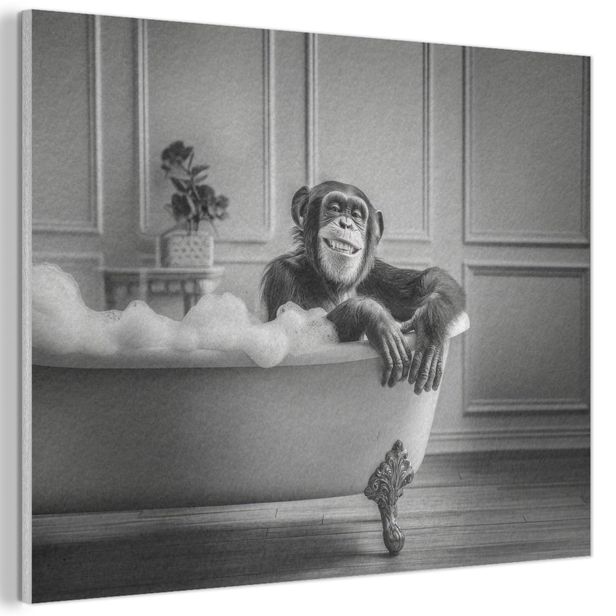 MuchoWow© Felt Panel 40x30 cm Wall Art Home Decor Painting for Living Room Gifts Hallway Decoration Chimpanzee - Bath - Foam - Smile