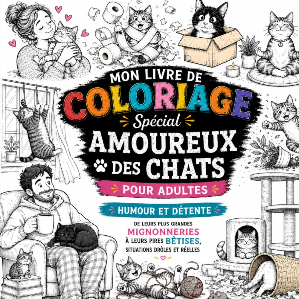 Chats et Sarcasme : 40 coloriages drôles, absurdes et cyniques pour les amoureux des félins: Livre de coloriage anti-stress pour adultes | Des chats ... et rire (Coloriages thématiques pour adultes)