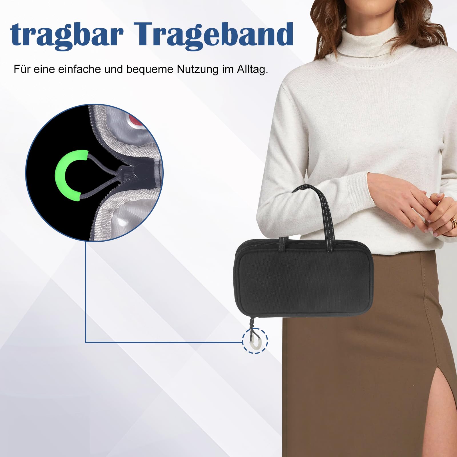 Organisateur de câbles avec fermeture éclair lumineuse - Organiseur portable à double couche pour accessoires électroniques, câble de charge de téléphone portable, batterie externe USB, carte SD