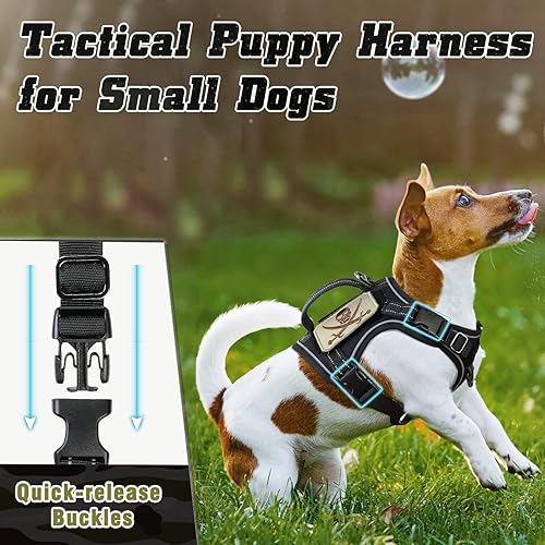 Miniatura 5 de Arnés táctico para perro, pequeño, chaleco militar K9 para cachorro, arnés para entrenamiento al aire libre, XS con asa