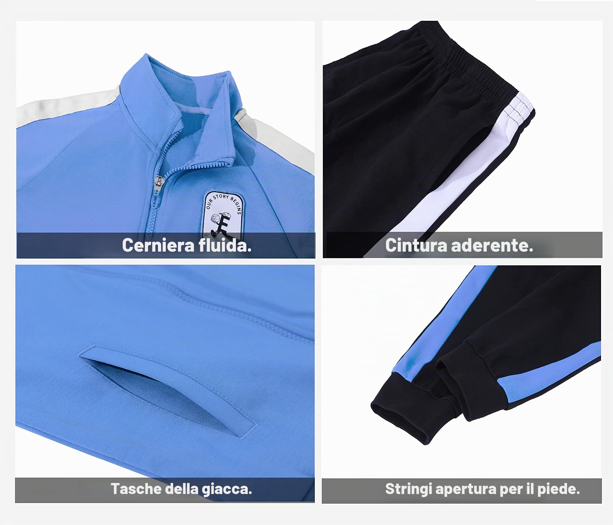 Ragazzi Abbigliamento Set 2 pezzi Bambini Ragazzi Completo di tuta Sportiva Jogging Set Tuta e Giacca e pantaloni da jogging per 4-15 anni