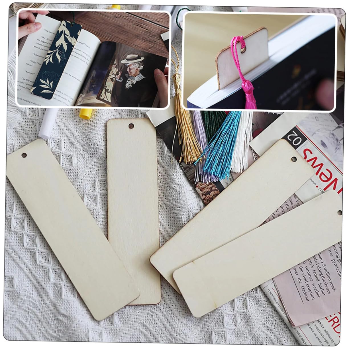 Amazon | PLAFOPE 本用ブックマーク タッセル 30ピース 木製クラフト