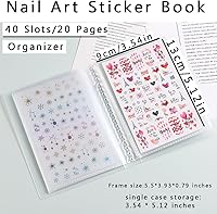 Vista 2 de 1 pieza libro de almacenamiento de calcomanías transparentes de 40 ranuras, organizador de calcomanías de uñas para coleccionar calcomanías, libro