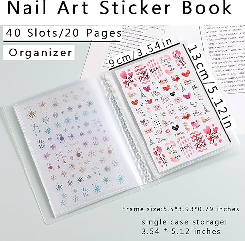 Miniatura 2 de 120 ranuras calcomanías de uñas libro de almacenamiento calcomanías de uñas vacías soporte de álbum colección de fotos calcomanías de agua