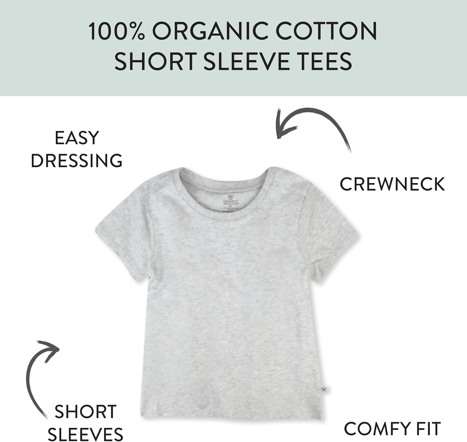 HonestBaby Unisex-Baby 5-Pack Short Sleeve T-Shirts 100% Organic Cotton Baby, Toddler, Little Kid, Boy, Girl, Unisex - Image 3