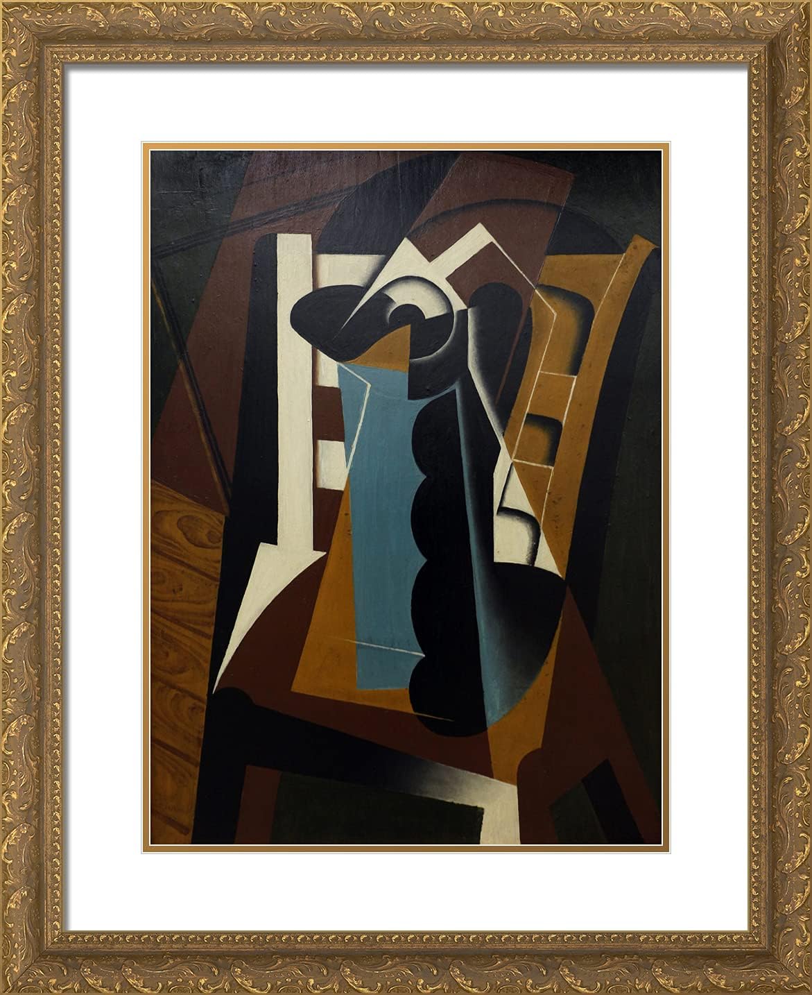 ArtDirect Gris, Juan 20x24 Gold Ornate Framed Art Print with Double Matting Titled: Still Life on a Chair